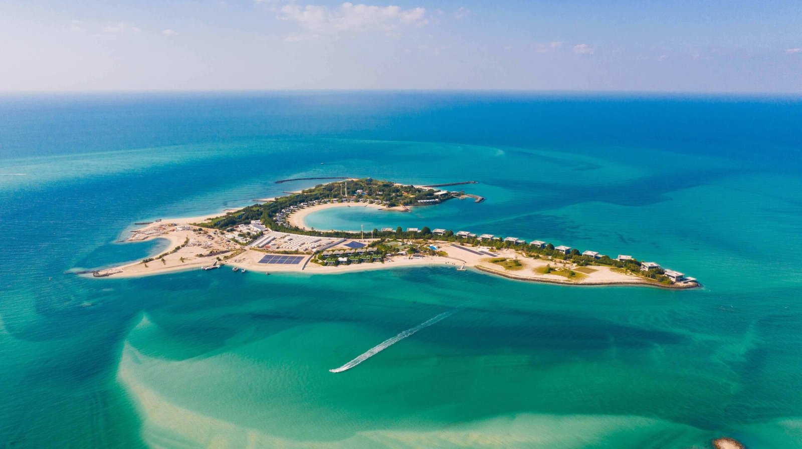 Aerial view of Abu Dhabi islands and coastal waters in the UAE